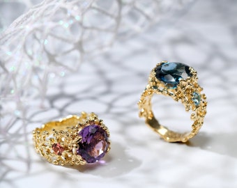 CORAL Gold Gems Rings