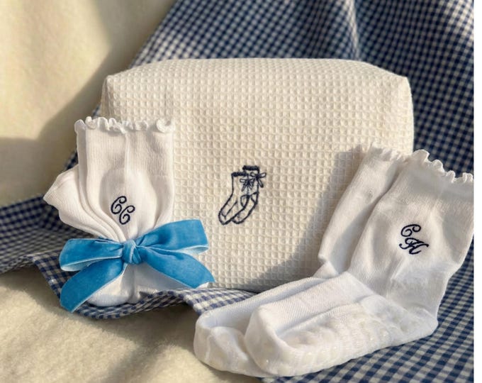Embroidered Grip Socks