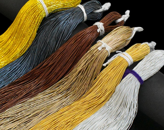 9 Pcs Metallic Glitter Thread Handmade Cross Stitch Wires Gold Silk  Embroidery Thread - 8 Meters - 12 Strands, Gold Red White Purple Blue Green