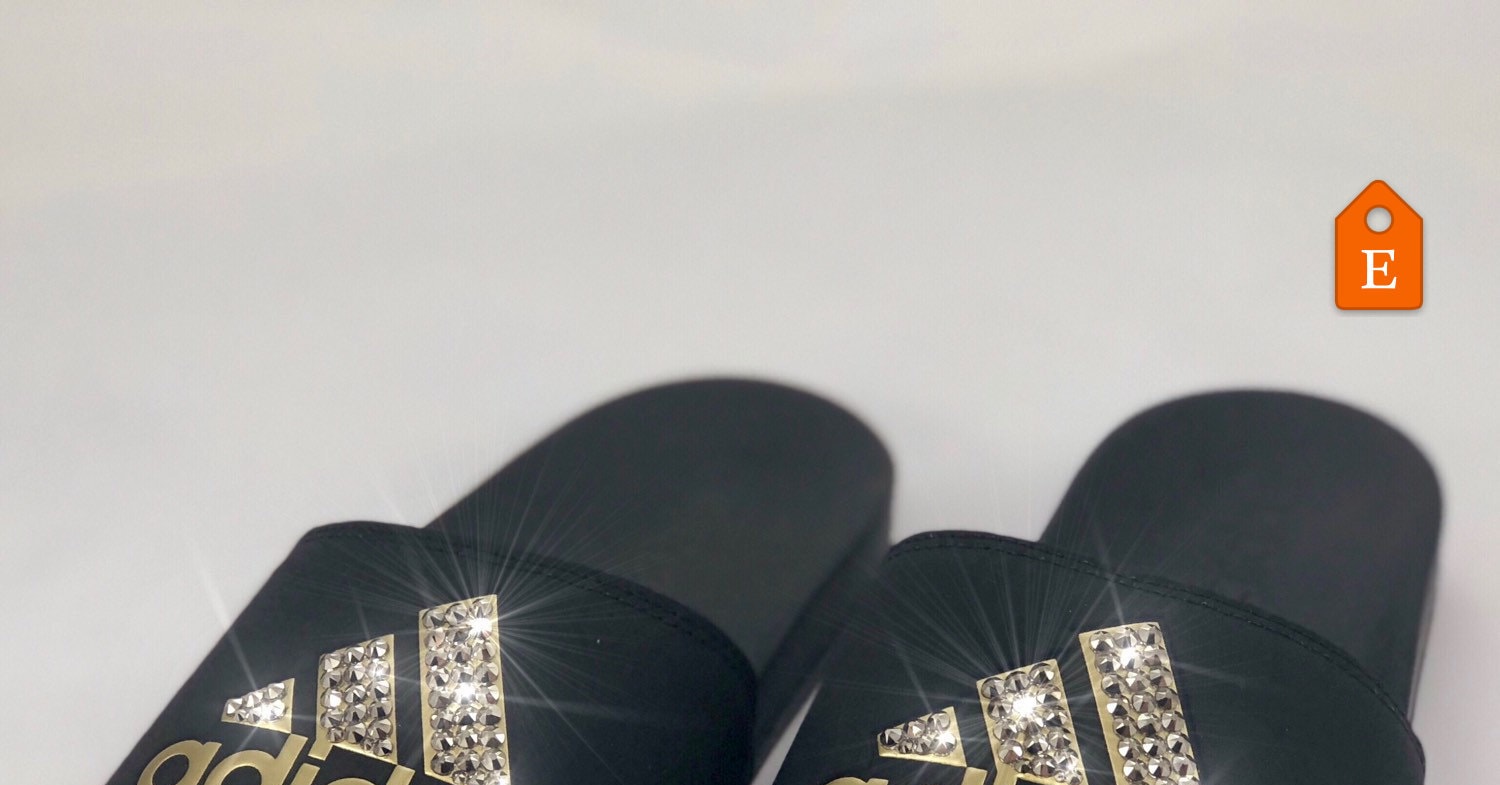 adidas slides black and gold