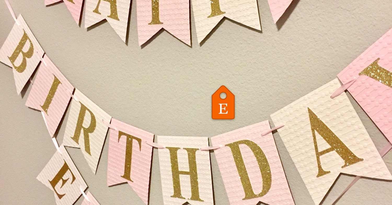 Pink birthday banner Happy Birthday Banner Personalized Etsy