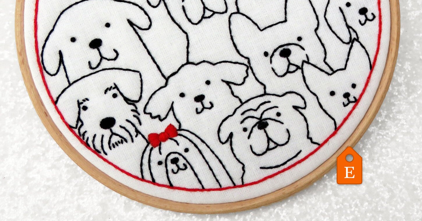 Dogs Embroidery Kit Beginners Embroidery Dog Lovers Gift Etsy