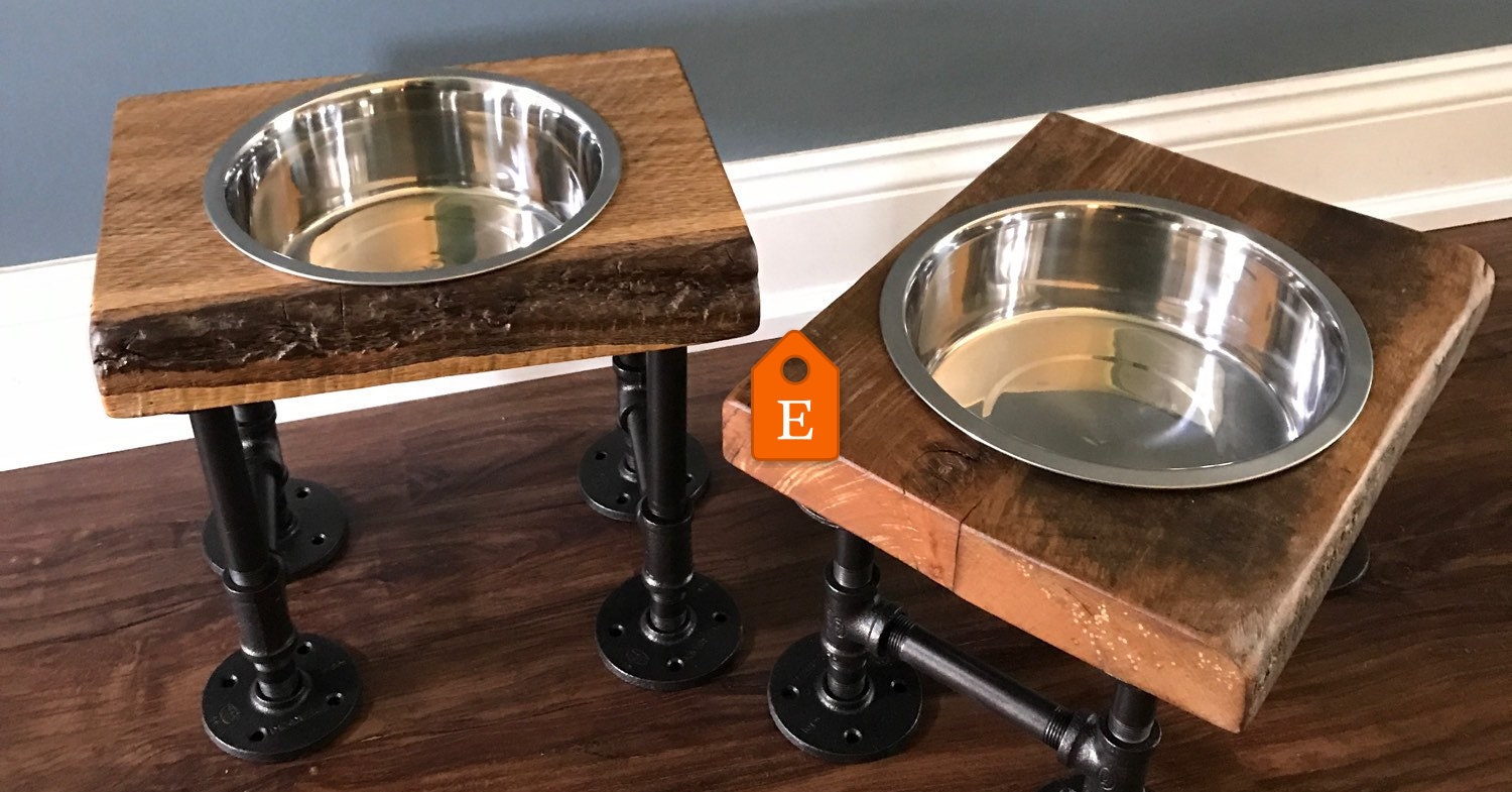 Reclaimed Barn Wood Single Dog Bowl Raised Feeder Etsy