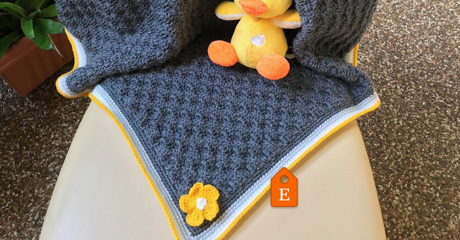 Grey and Yellow Crochet Baby Blanket Nursery Decor Corners Etsy