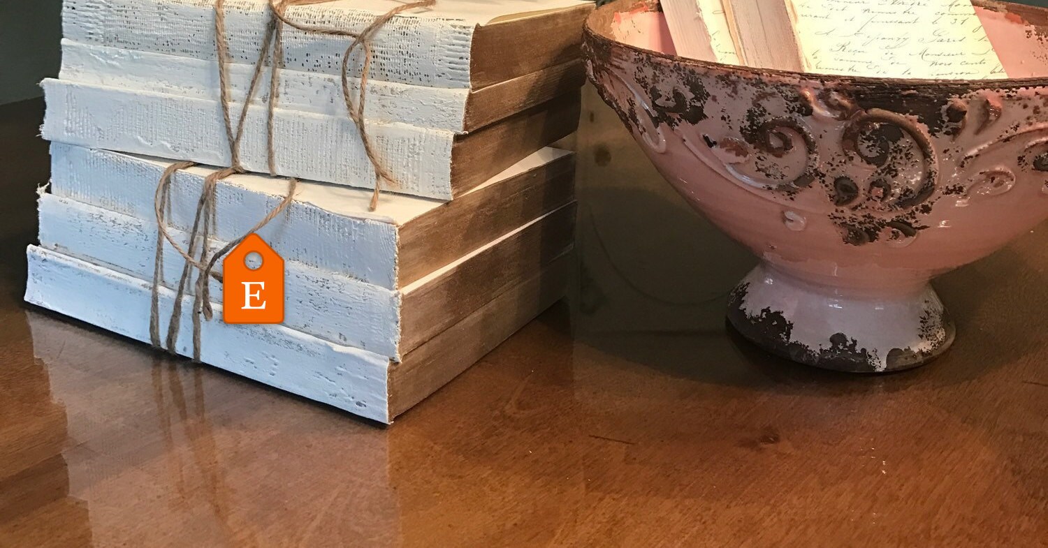 French Country Decor Uncovered Painted Books White Etsy