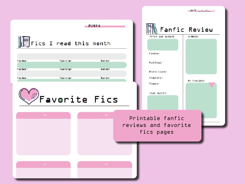 Fandom Sheet FandomprintablesShop - Etsy