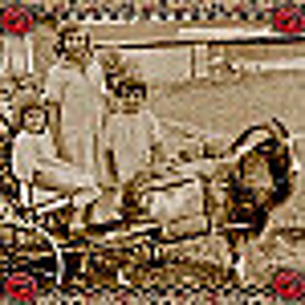 Primitive Feedsac Pillow With Santa and Snowman Print Etsy