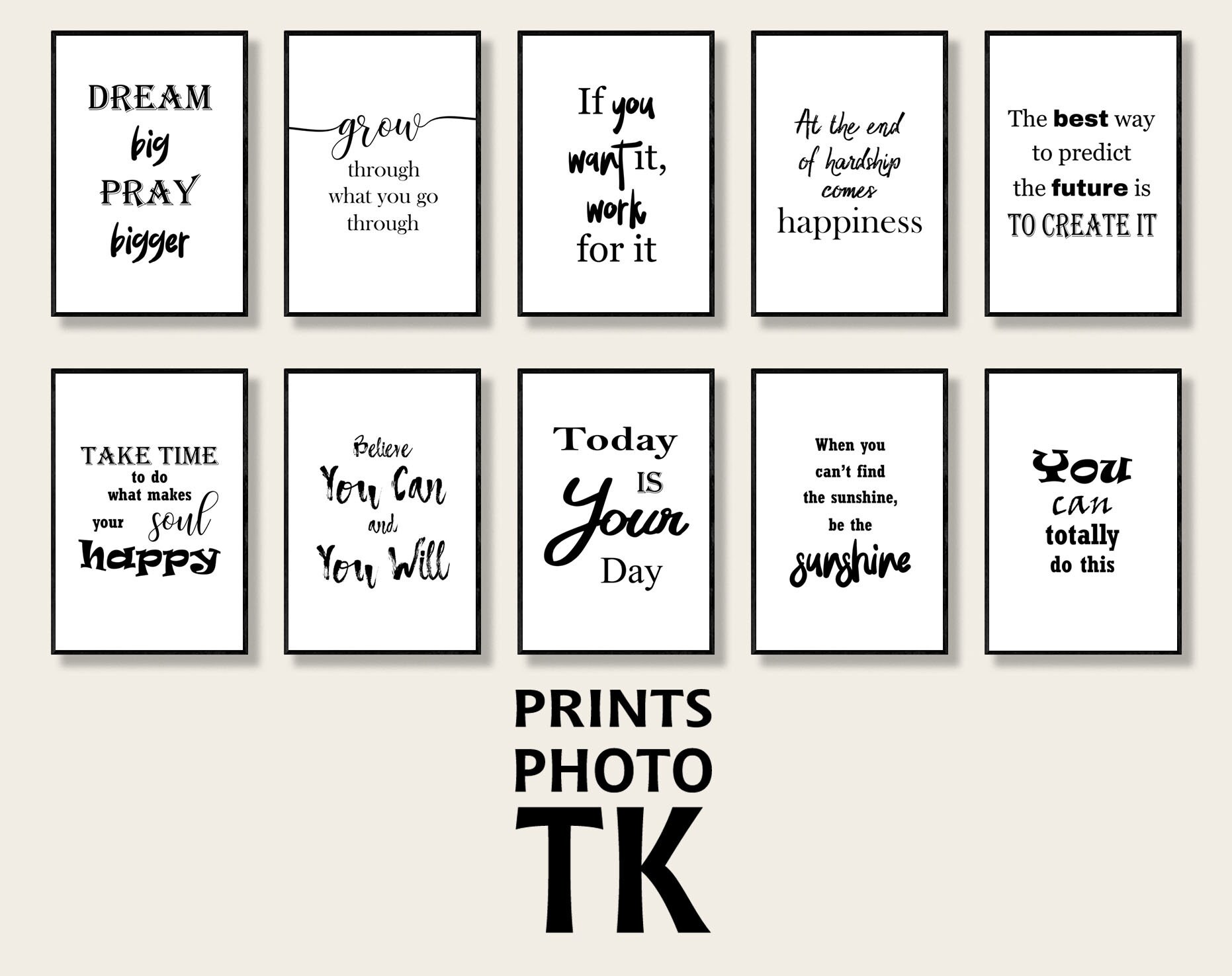 Inspirational Motivational Quotes Printable Bundle Set of 10
