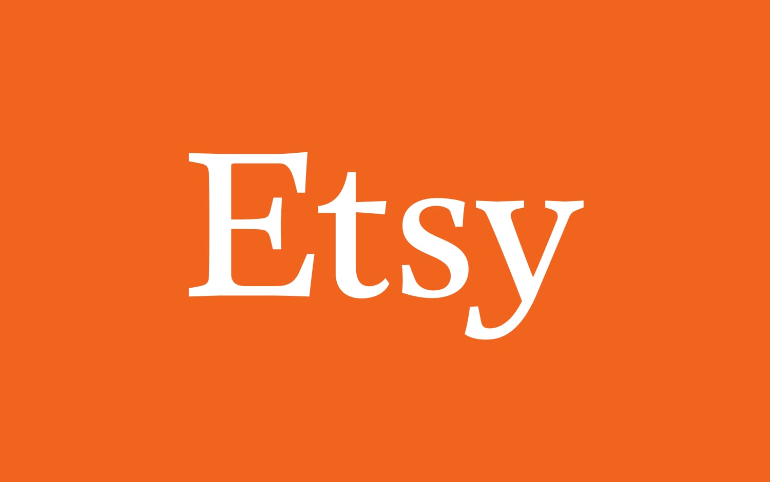 Etsy-logo met witte letters op een oranje achtergrond