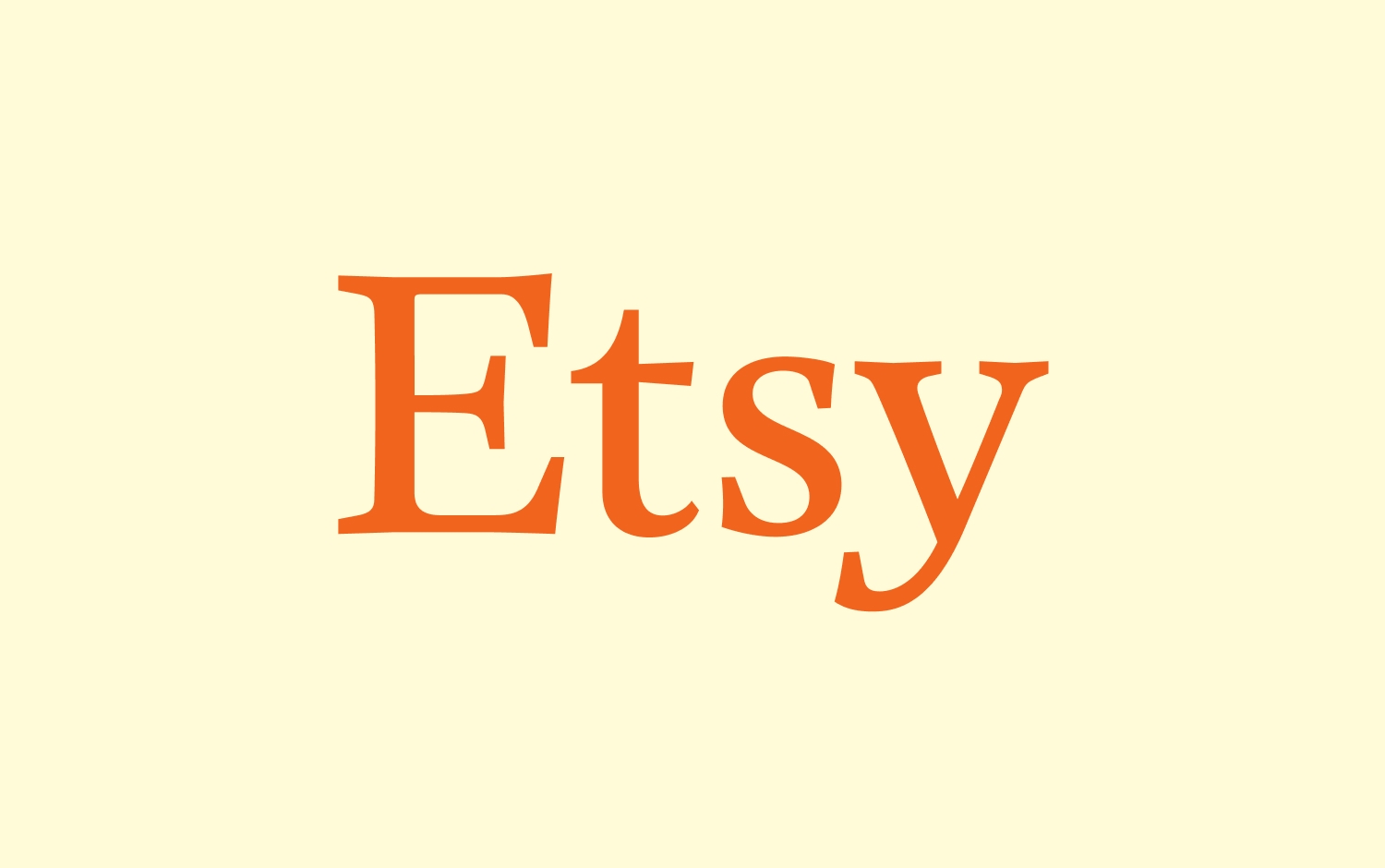 Etsy-Logo mit orangefarbener Schrift auf cremefarbenem Hintergrund